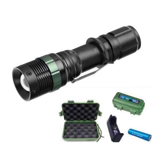 Светодиодный фонарик Vargo VL677, алюминиевый, 1LED, zoom, 18650х1шт / АААх3шт, зарядное устройство