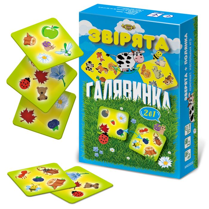 Детская настольная игра "Зверята+Полянка" MKE0503 от 4-х лет