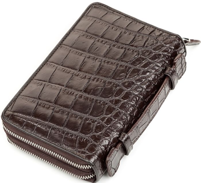 Клатч CROCODILE LEATHER 18264 из натуральной кожи крокодила Коричневый