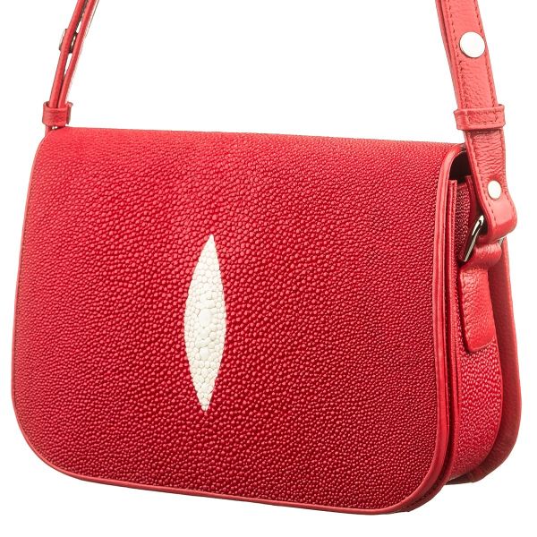 Сумка женская STINGRAY LEATHER 18500 из натуральной кожи морского ската Красная Сумка женская STINGRAY LEATHER 18500 из натуральной кожи морского ската Красная