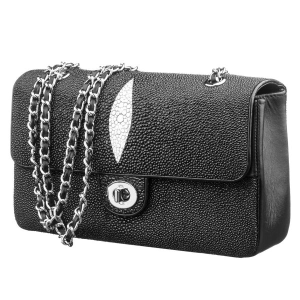 Сумка женская STINGRAY LEATHER 18501 из натуральной кожи морского ската Черная Сумка женская STINGRAY LEATHER 18501 из натуральной кожи морского ската Черная