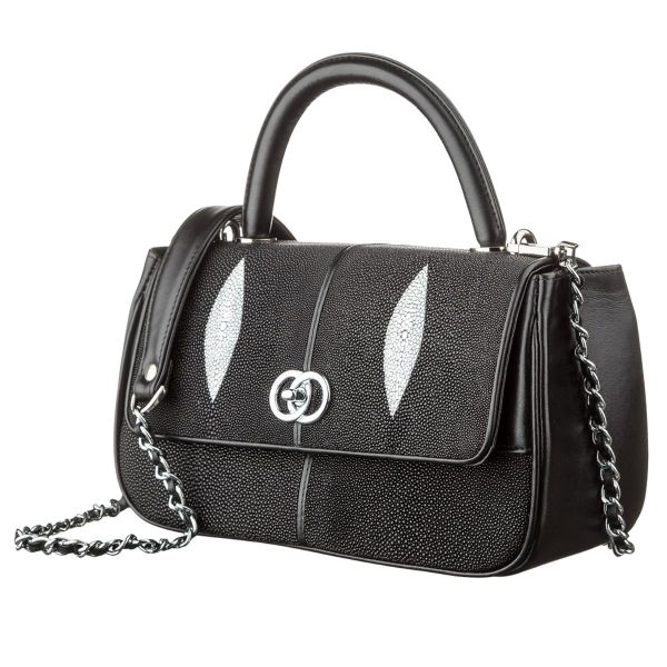 Сумка женская STINGRAY LEATHER 18516 из натуральной кожи морского ската Черная Сумка женская STINGRAY LEATHER 18516 из натуральной кожи морского ската Черная
