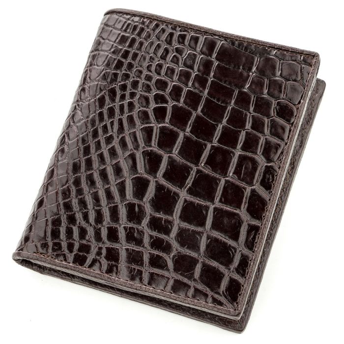 Портмоне CROCODILE LEATHER 18529 из натуральной кожи крокодила Коричневое