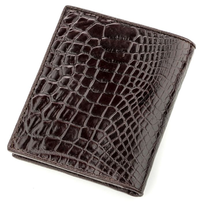 Портмоне CROCODILE LEATHER 18529 из натуральной кожи крокодила Коричневое