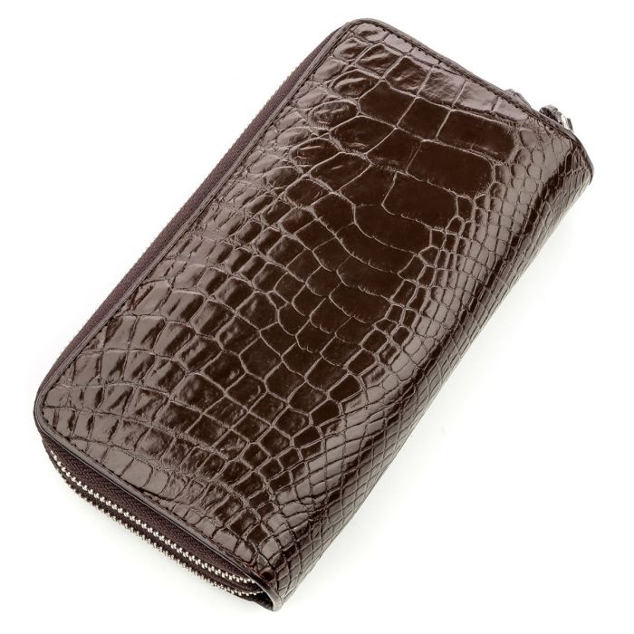 Клатч мужской CROCODILE LEATHER 18568 из натуральной кожи крокодила Коричневый