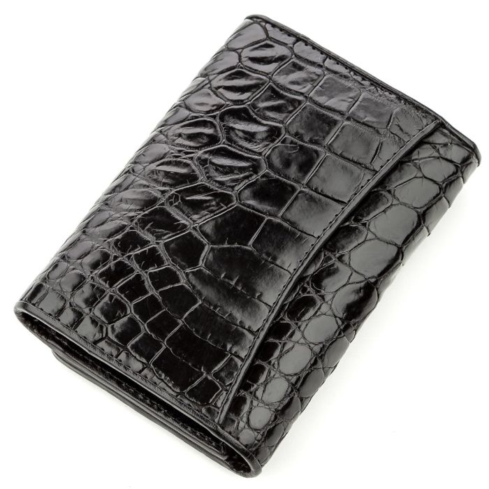 Бумажник мужской CROCODILE LEATHER 18573 из натуральной кожи крокодила Черный