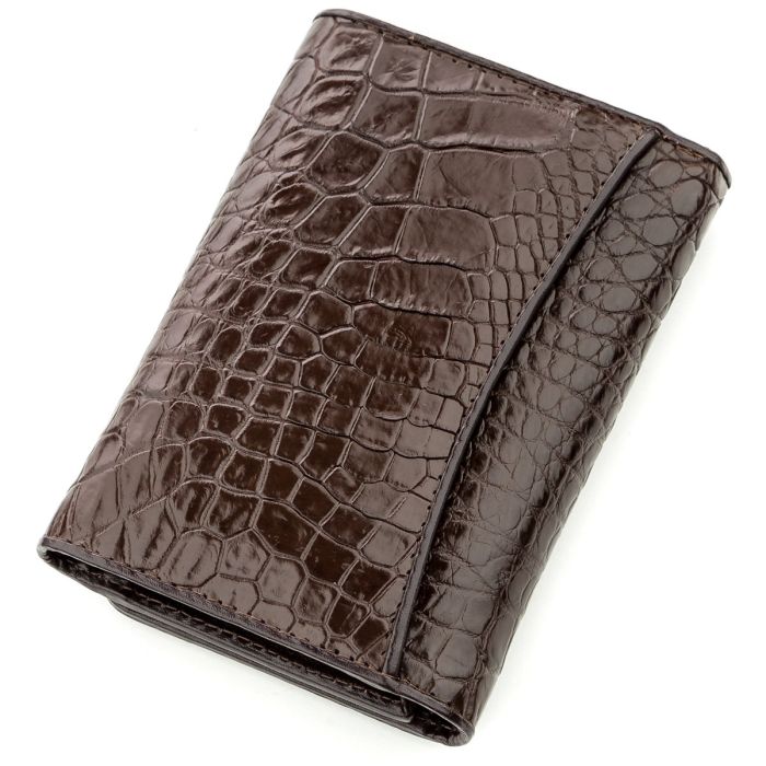 Бумажник мужской CROCODILE LEATHER 18574 из натуральной кожи крокодила Коричневый