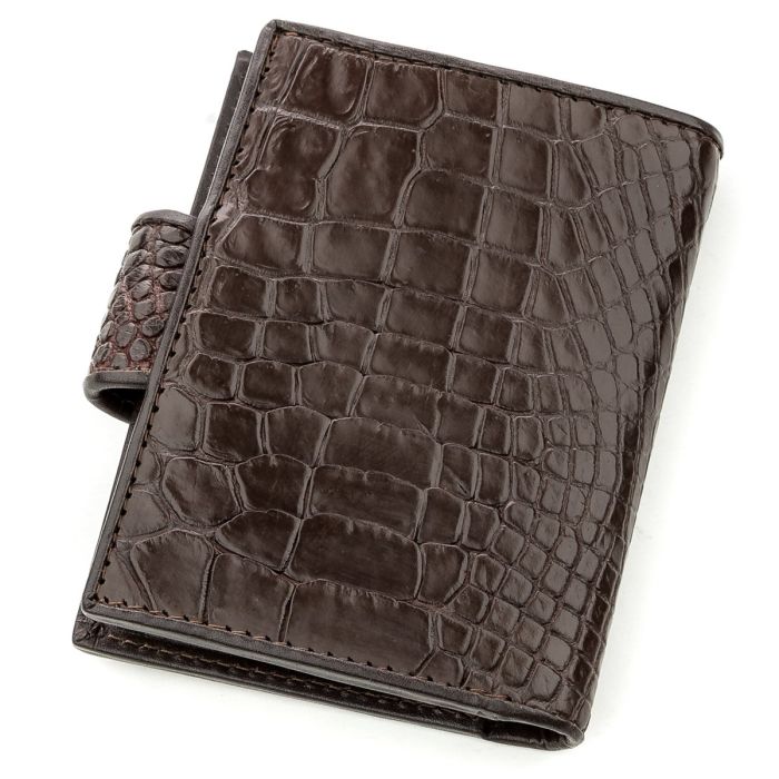 Визитница мужсккая CROCODILE LEATHER 18575 из натуральной кожи крокодила Коричневая