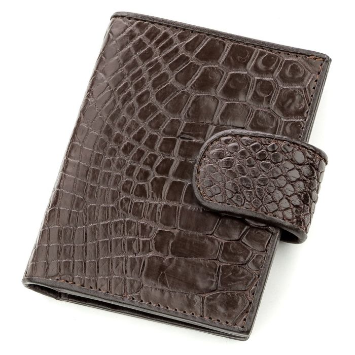 Визитница мужсккая CROCODILE LEATHER 18575 из натуральной кожи крокодила Коричневая