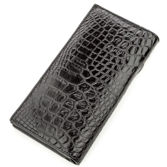 Клатч мужской CROCODILE LEATHER 18585 из натуральной кожи крокодила Черный