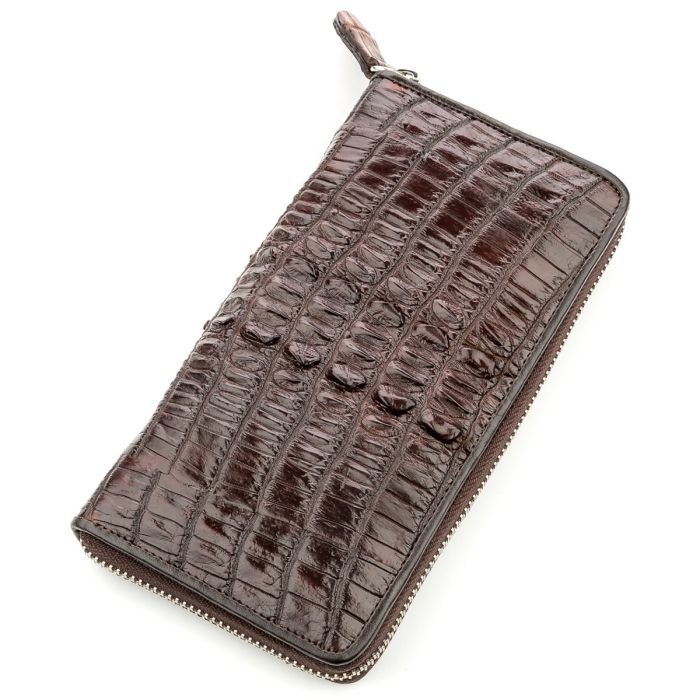 Портмоне мужское CROCODILE LEATHER 18587 из натуральной кожи крокодила Коричневое