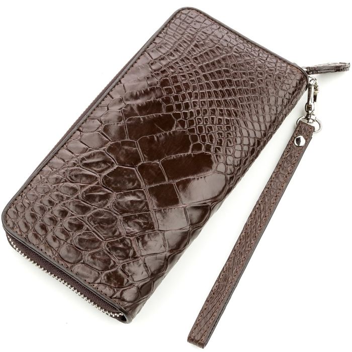 Клатч мужской CROCODILE LEATHER 18588 из натуральной кожи крокодила Коричневый