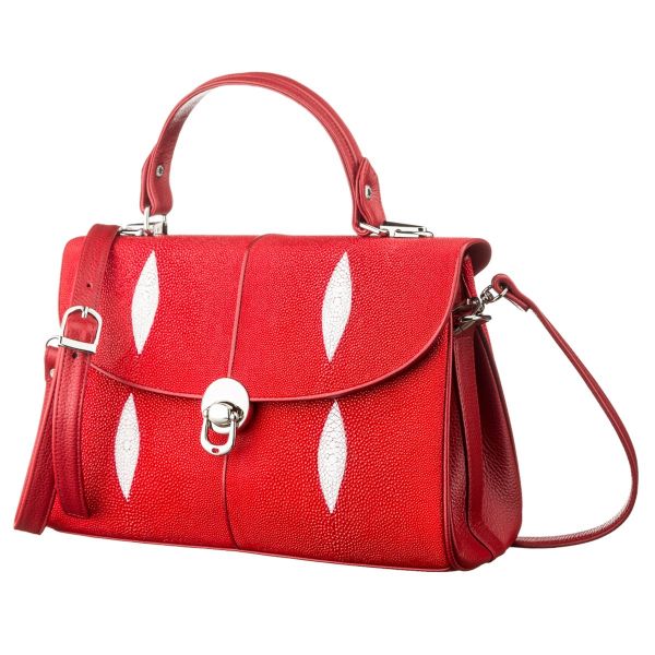 Сумка женская STINGRAY LEATHER 18609 из натуральной кожи морского ската Красная Сумка женская STINGRAY LEATHER 18609 из натуральной кожи морского ската Красная