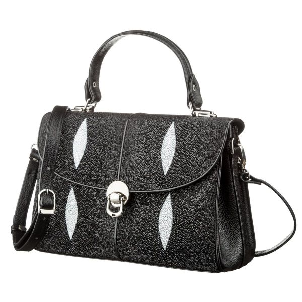 Сумка женская STINGRAY LEATHER 18612 из натуральной кожи морского ската Черная Сумка женская STINGRAY LEATHER 18612 из натуральной кожи морского ската Черная