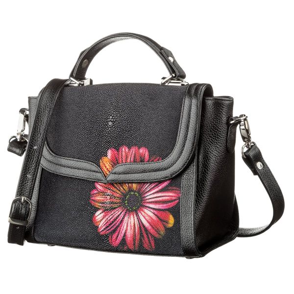 Сумка женская STINGRAY LEATHER 18626 из натуральной кожи морского ската Черная Сумка женская STINGRAY LEATHER 18626 из натуральной кожи морского ската Черная