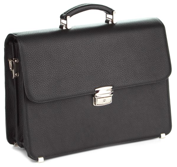 Портфель SHVIGEL 00382 из натуральной зернистой кожи Черный