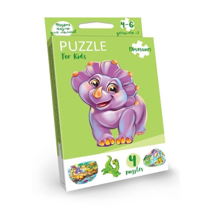 Детские развивающие пазлы "Puzzle For Kids" PFK-05-12, 2 картинки (Дино)