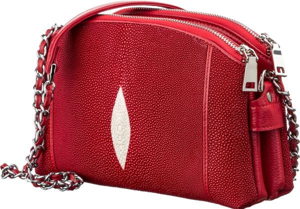 Сумка женская STINGRAY LEATHER 18217 из натуральной кожи морского ската Красная Сумка женская STINGRAY LEATHER 18217 из натуральной кожи морского ската Красная