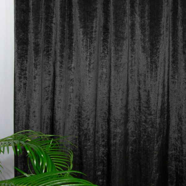 Тканина портьєрна однотонна Оксамит Roma V-12168 чорна