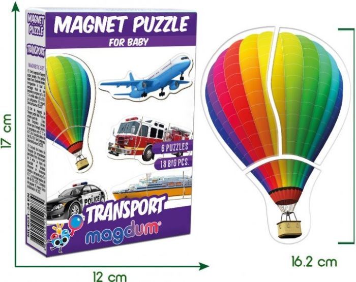 Набор магнитов Magdum Baby puzzle "Транспорт" ML4031-24 EN