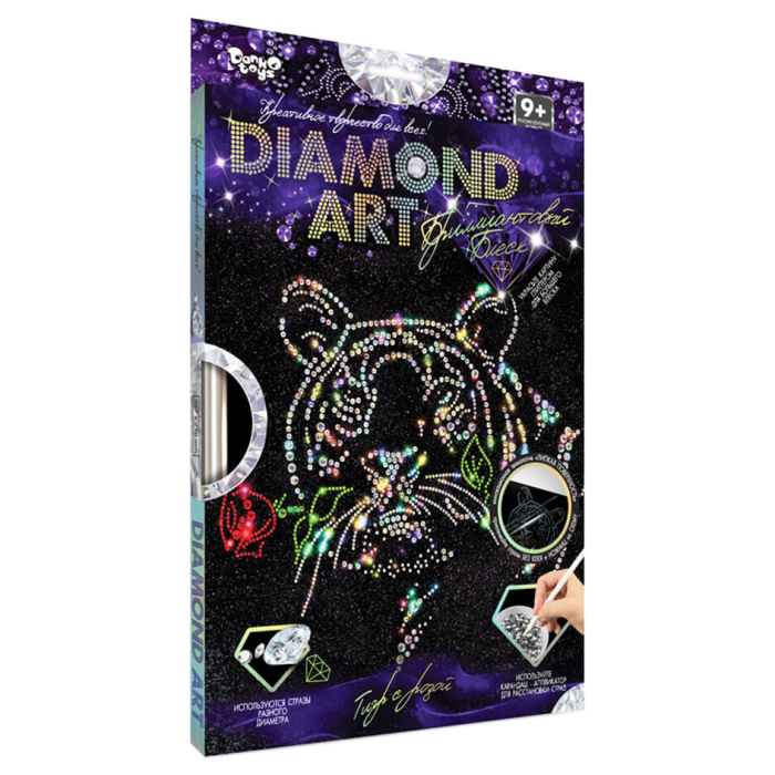 Комплект креативного творчества DAR-01 "DIAMOND ART" (Тигр с розой)