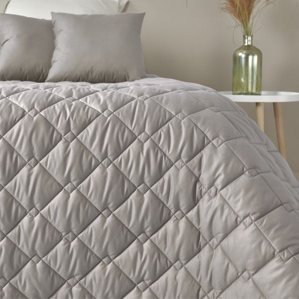 Покривало стьобане двостороннє Стиль Cube TM IDEIA 210х240 см сірий/квіти