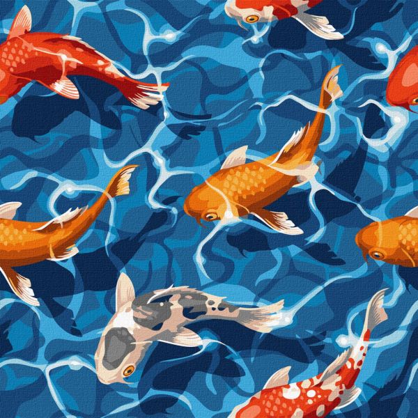 Картина по номерам "Японские карпы" Идейка KHO4321 40х40 см