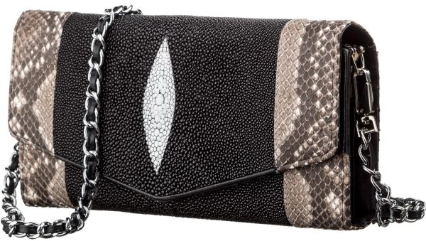 Сумка-клатч STINGRAY LEATHER 18215 из натуральной кожи морского ската Черная Сумка-клатч STINGRAY LEATHER 18215 из натуральной кожи морского ската Черная