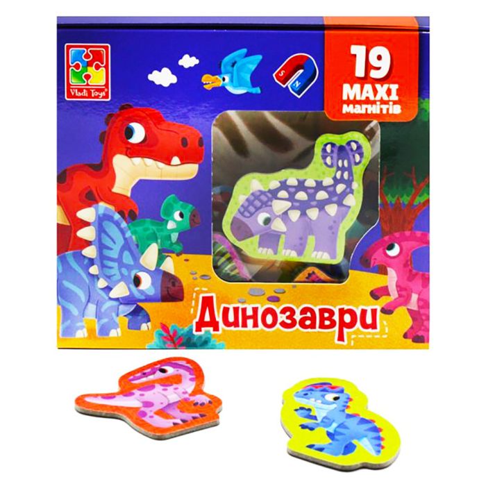 Набор магнитов MAXI "Динозавры" Vladi Toys VT3106-23, 19 шт