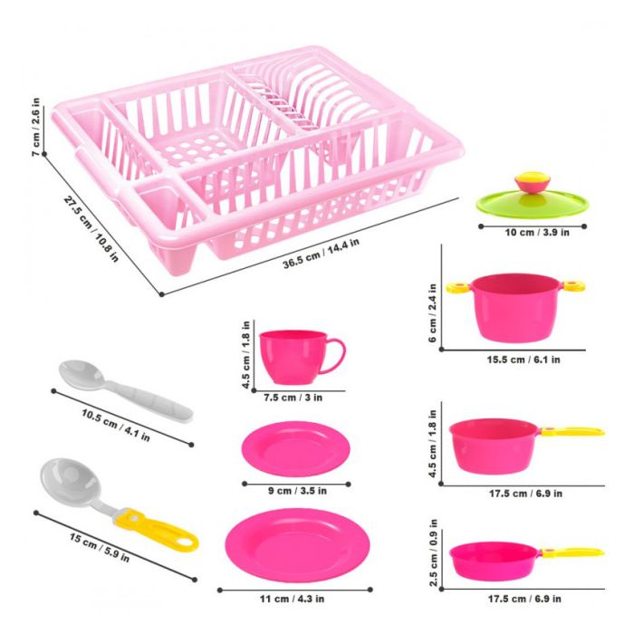Детский набор "Кухонный набор №5" ТехноК 3282TXK с подставкой для сушки