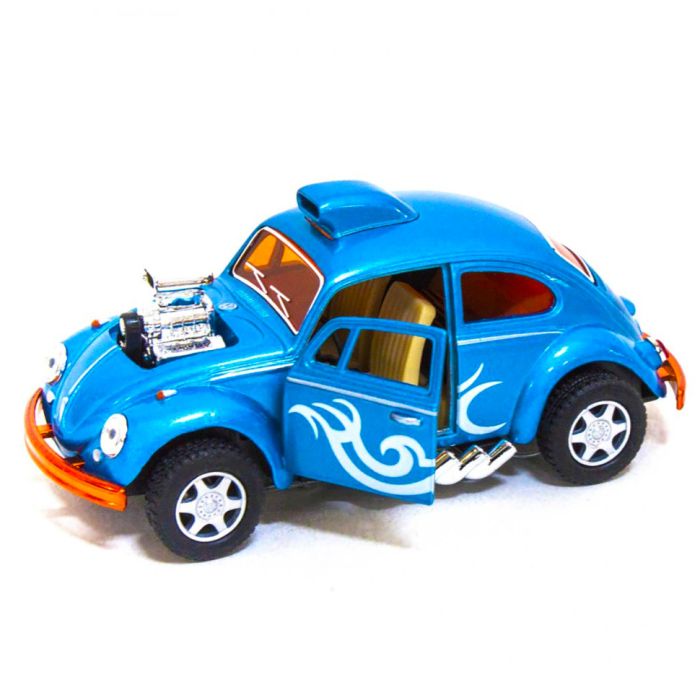 Машинка металлическая инерционная Volkswagen Beetle Custom Dragracer Kinsmart KT5405W  1:32 (Голубой)