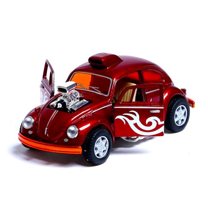 Машинка металлическая инерционная Volkswagen Beetle Custom Dragracer Kinsmart KT5405W  1:32 (Красный)