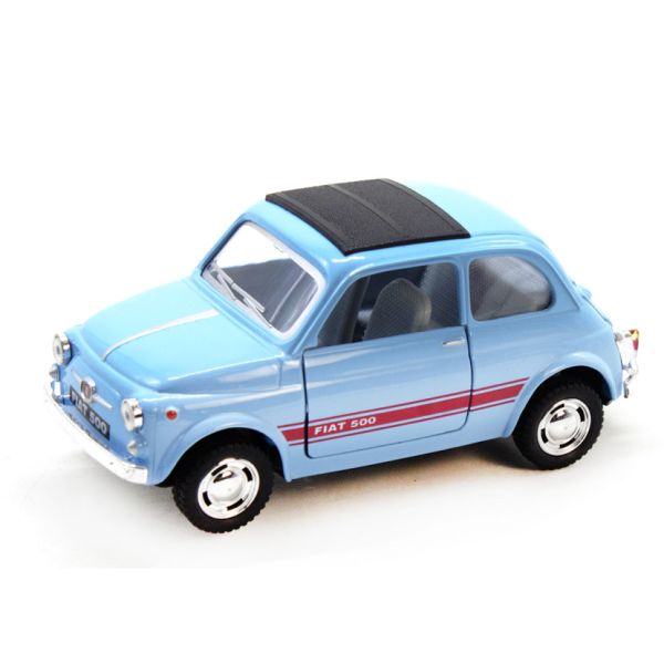 Коллекционная игрушечная модель FIAT 500 KT5004W инерционная (Голубой)