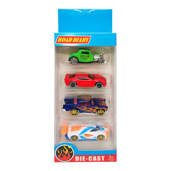 Набор машин металлических в коробке 4 шт, 698-04S-1-3 (698-04S-3)