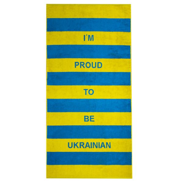 Рушник махровий 70х140 см УКРАЇНА щіл. 450 грм/м2 гордий бути українцем