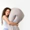 Наволочка на П-подушку для вагітних та відпочинку 140х75х20 см з блискавкою св.сірий/білий