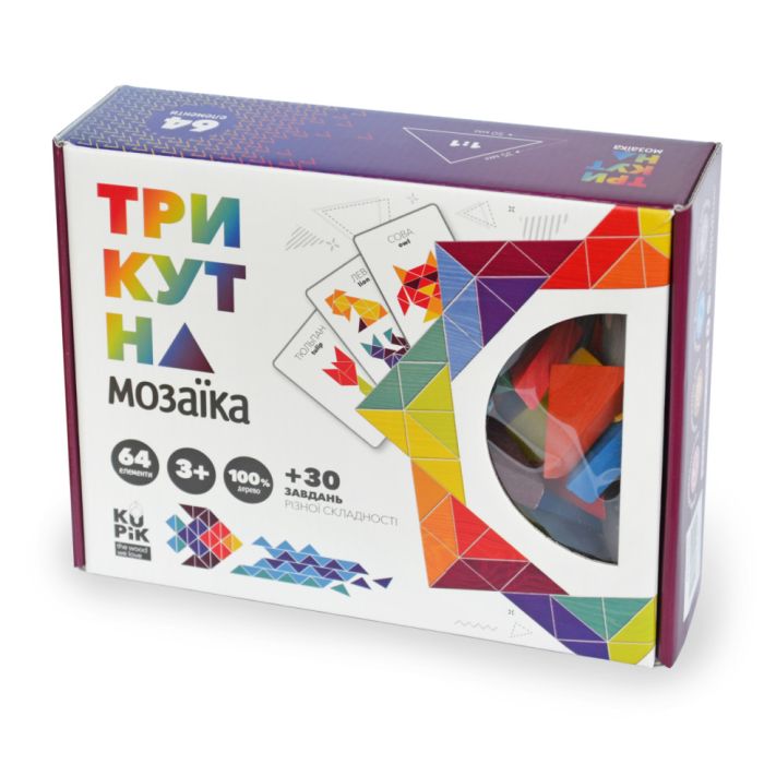 Деревянная игра "Треугольная мозаика" Kupik 900194, 64 детали