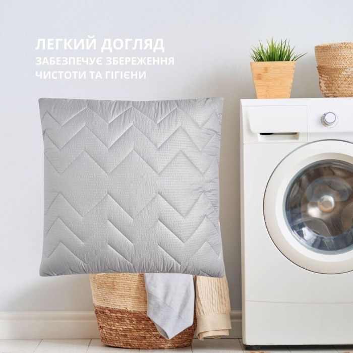 Подушка NORDIC COMFORT+ IDEIA 70х70 см чохол стьобаний зі змійкою антиалергенне волокно сіра