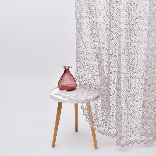 Тканина тюль сітка з вишивкою Куля V-gri