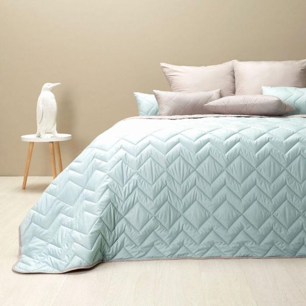 Покривало стьобане двостороннє ЛЮКС TM IDEIA 220х240 см м'ята/св.сіре