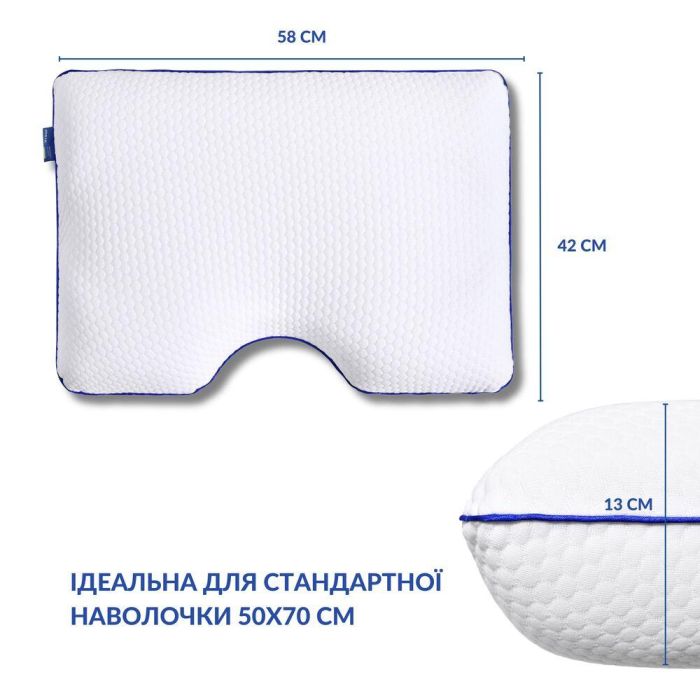 Подушка ортопедична MEMORY FOAM IDEIA контурна 58х42х13 см з ефектом пам'яті