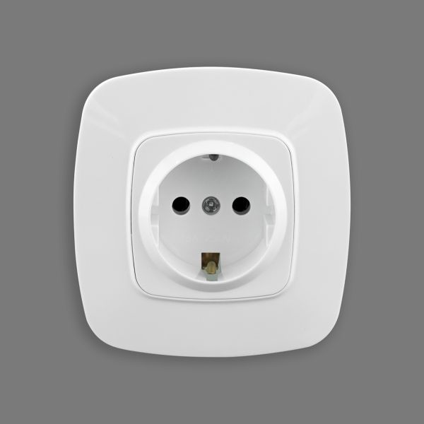 Розетка Horoz одинарная с заземлением белая ELA