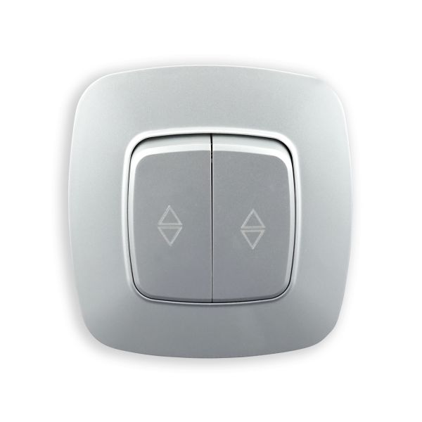 Выключатель Horoz проходной 2-клавишный серебро ELA