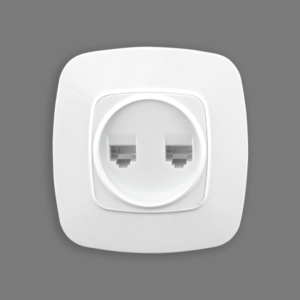 Розетка Horoz двойная компьютерная белая ELA