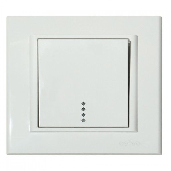 Выключатель Horoz 1-клавишный с подсветкой белый OVIVO MINA