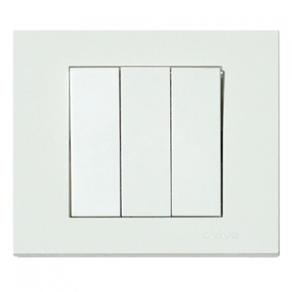 Выключатель Horoz 3-клавишный белый OVIVO GRANO