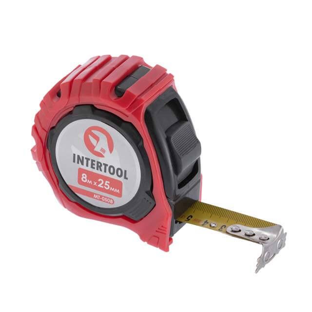 Рулетка с фиксатором 8м*25мм ,Магнит, INTERTOOL MT-0508