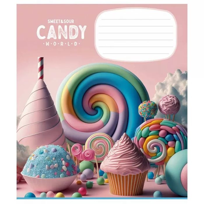 Тетрадь ученическая "Candy world" 012-3266K-1 в клетку, 12 листов