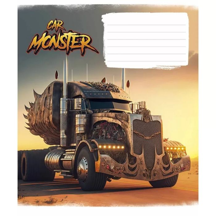 Тетрадь ученическая "Monster cars" 012-3243L-2 в линию, 12 листов