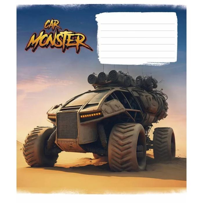 Тетрадь ученическая "Monster cars" 012-3243L-3 в линию, 12 листов